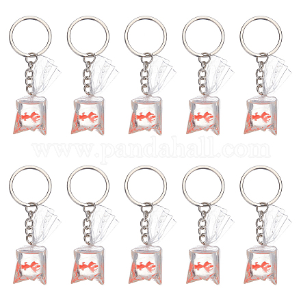 NBEADS 10 Sets Resin Goldfish Charms with Key Ring DIY-NB0007-42-1