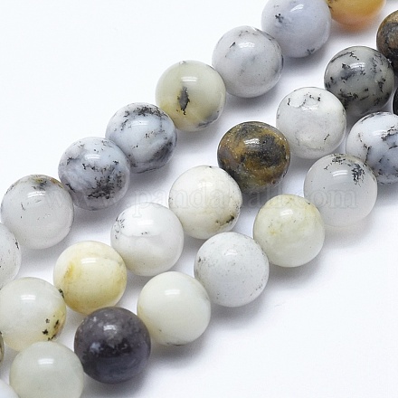 Blanc naturel opale africain perles brins G-E472-02-6mm-1