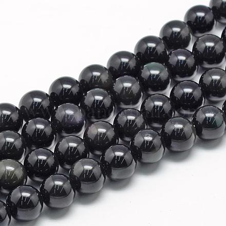 Perles en obsidienne naturelle G-R446-8mm-27-1