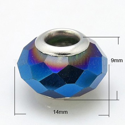 Abalorios facetados ab color cristal europeo rondelle aptos pulseras europeas del encanto X-GPDL-H006-14-1