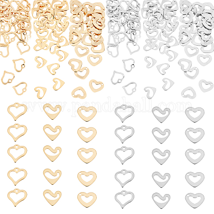 UNICRAFTALE about 180pcs 4 Sizes Hollow Heart Charms 2 Colors Stainless Steel Charms Love Shape Charms for Jewelry Making 7~11mm STAS-UN0031-55-1