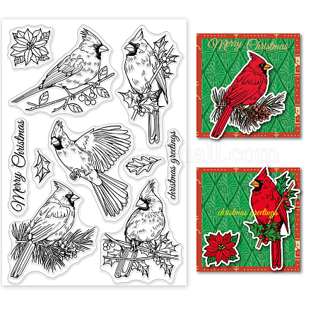塩ビプラスチックスタンプ  DIYスクラップブッキング用  装飾的なフォトアルバム  カード作り  スタンプシート  鳥の模様  16x11x0.3cm DIY-WH0167-56-995-1