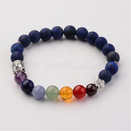 Natural Gemstone Beads Stretch Bracelets BJEW-JB02448-02-1