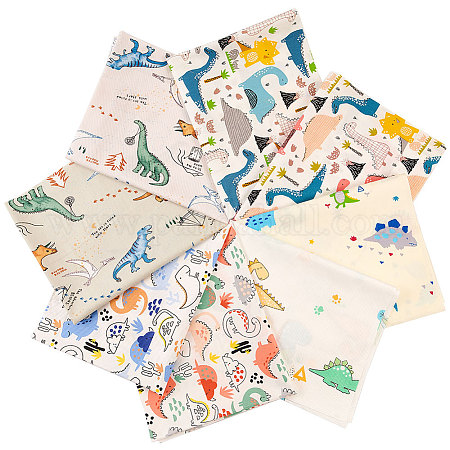 GORGECRAFT 8pcs 20 x 16 Dinosaur Fat Quarters Fabric Bundles Cotton  Fabric Squares for DIY Sewing Scrapbooking Quilting, Dinosaur Pattern (40cm  x