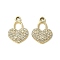 UV Plating Alloy Rhinestone Pendants, Golden, Heart, 20x15x2.5mm, Hole: 2mm