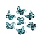 Picasso Transparent Glass Beads, Butterfly, Dark Turquoise, 9.5x11x4mm, Hole: 0.9~1.2mm, About 1020pcs/pound