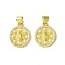 Real 18K Gold Plated Brass Micro Pave Clear Cubic Zirconia Pendants, with Plastic Pearl, Flat Round, 19x16x2.5mm, Hole: 3x4.5mm