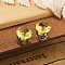 Cubic Zirconia Clip-on Earrings, Magnetic Stainless Steel Non-piercing Earrings, Stainless Steel Color, Diamond, Yellow, 8mm