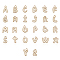 Golden Plated Alloy Enamel Charms, Alphabet, White, Width: 6.5~11mm, Length: 10~12mm, Thick: 2~2.5mm, hole: 1.5mm,  26pcs/bag