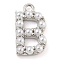 Plastic Imitation Pearl Pendants, with Eco-friendly Brass Findings, Lead Free & Cadmium Free, Letter Charms, Letter B, 13.7x7.6x3mm, Hole: 1.4mm