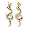 Brass Micro Pave Cubic Zirconia Pendants, Rack Plating, Snake, Lead Free & Cadmium Free, Long-Lasting Plated, Real 18K Gold Plated, 32x11x3.5mm, Hole: 4x3.5mm