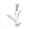 Non-Tarnish 304 Stainless Steel Pendants, Stainless Steel Color, Initial Letter.Y, 20x17x1.8mm, Hole: 3x7mm