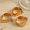 Rectangle 304 Stainless Steel Cuff Rings, Real Gold Plated & Stainless Steel Color, 6mm, Inner Diameter: 16x18mm