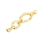 Brass Micro Pave Cubic Zirconia Fold Over Clasps, Oval, Real 18K Gold Plated, 53.5mm