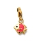 Fish 304 Stainless Steel Enamel Pendant Decorations, Ion Plating(IP), with Lobster Claw Clasp, Real 14K Gold Plated, Deep Pink, 11.5x9.5x1.5mm