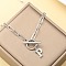 Stainless Steel Paperclip Chain Initial Necklaces with OT Clasps, Stainless Steel Color, Letter P, 18.11 inch(46cm)