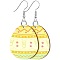 Printed Easter Acrylic Dangle Earrings, Egg with Pattern, Platinum, Champagne Yellow, 50mm