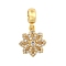 Brass Micro Pave Clear Cubic Zirconia Flower European Dangle Charms, Large Hole Pendants, Golden, 24mm, Hole: 4.5mm