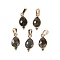 Natural Labradorite Faceted Pendans, Golden Plated Brass Teardrop Charms, 17.5x9x3.5mm, Hole: 6x3.5mm