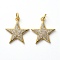 Brass Micro Pave Cubic Zirconia Pendants, with Jump Rings, Star, Golden, Clear, 19x17x2.5mm, Hole: 3mm