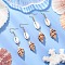 304 Stainless Steel Shell Shape Dangle Earrings, with Natural Shell, Golden, 70~72.5x15mm