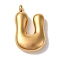 Ion Plating(IP) 304 Stainless Steel Pendants, Balloon Letter Charm, Golden, Letter U, 25x15.5x6mm, Hole: 2mm