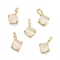 Brass Cat Eye Pendants,  Flat Round Charm, Long-Lasting Plated, Rack Plating, Lead Free & Cadmium Free, Real 18K Gold Plated, White, 8~9x5.5x4mm, Hole: 2mm