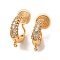 Brass Micro Pave Clear Cubic Zirconia Clip-on Earring Findings, Long-Lasting Plated, Nickel Free, Real 18K Gold Plated, 22.5x9x16mm, Hole: 1.5mm