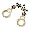 Zinc Alloy Spring Gate Rings Bag Extension Chains, 304 Stainless Steel Open Jump Rings, with Enamel, Flower, Black, 162mm