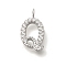 304 Stainless Steel Micro Pave Cubic Zirconia Pendants, Letter A~Z Charms, Letter Q, 13.5x7.5x2mm, Hole: 1.8mm
