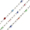 Brass Dapped Chains, with Enamel, with Spool, Soldered Lead Free & Cadmium Free, Platinum, Mixed Color, 4x2x0.2mm