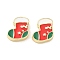 Christmas Brass Enamel Beads, Lead Free & Cadmium Free, Long-Lasting Plated, Real 18K Gold Plated, Rack Plating, Christmas Socking, 15x15x5mm, Hole: 2mm