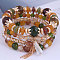 4Pcs 4 Styles Bohemian Style Alloy Glass Round Beaded Stretch Bracelets, Golden, Goldenrod, 6-3/4 inch(17cm)