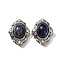 Natural Sodalite Multi-Strand Links, Flower, with Brass Micro Pave Cubic Zirconia Findings, Rack Plating, Lead Free & Cadmium Free, 21x17.5x9.5mm, Hole: 1.8mm