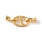Brass Fold Over Clasps, Oval, Real 18K Gold Plated, 33mm, Hole: 3.5mm