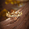 Crown Brass Micro Pave Clear Cubic Zirconia Finger Rings for Women, Golden, US Size 9(18.9mm)
