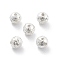 Alloy Hollow Beads, Round with Leaf, Cadmium Free & Lead Free, Silver, 8x7~8mm, Hole: 1.5~2mm