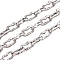 Alloy Link Chains, Unwelded, Oval, with Spool, Platinum, 13.5x7.5x3mm, about 3.28 Feet(1m)/Roll