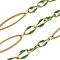 304 Stainless Steel Enamel Link Chains, Soldered, with Spool, Ion Plating(IP), Green, 20x6x1mm