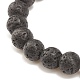Natural Lava Rock & Mixed Stone Stretch Bracelet with Lampwork Evil Eye BJEW-JB08321-03-5