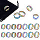 Unicraftale 14 pz arcobaleno anello con nucleo vuoto misura 6-12 anello scanalato in acciaio inossidabile con sacchetti di velluto anello rotondo vuoto per anello intarsiato creazione di fede nuziale per gioielli RJEW-UN0002-34-1