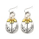 Teardrop with Flower Plastic Imitation Pearl Dangle Earrings EJEW-G370-03AS-1