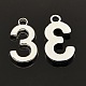 Rack Plated Zinc Alloy Number Charms X-PALLOY-A062-3S-NR-1