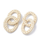 手作りのリードケイン/籐織りリンキングリング  わらのイヤリングやネックレスを作るための  漂白  楕円形のリング  アンティークホワイト  65~70mm X-WOVE-Q075-25-1