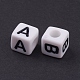 White Chunky Letter Acrylic Cube Beads for Kids Jewelry X-OACR-E001-12-2