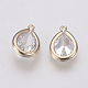 Brass Micro Pave Clear Cubic Zirconia Charms ZIRC-F081-10G-2