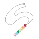 Colliers à pendentif en perles rondes en verre coloré NJEW-JN04581-02-4