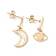 3 Pair 3 Style Synthetic Shell Moon & Rhinestone Star & Heart Asymmetrical Earrings EJEW-B020-17G-2