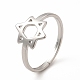 304 Stainless Steel Star of David Adjustable Ring for Women RJEW-B027-13P-1