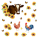 SUPERDANT Farm Animals Wall Stickers Cow Wall Stickers Rooster Sunflower Rustic Wall Decals Peel and Stick Vinyl Removable Wall Art Stickers for Farmhouse Kitchen Dining Room Decorations DIY-WH0228-585-1